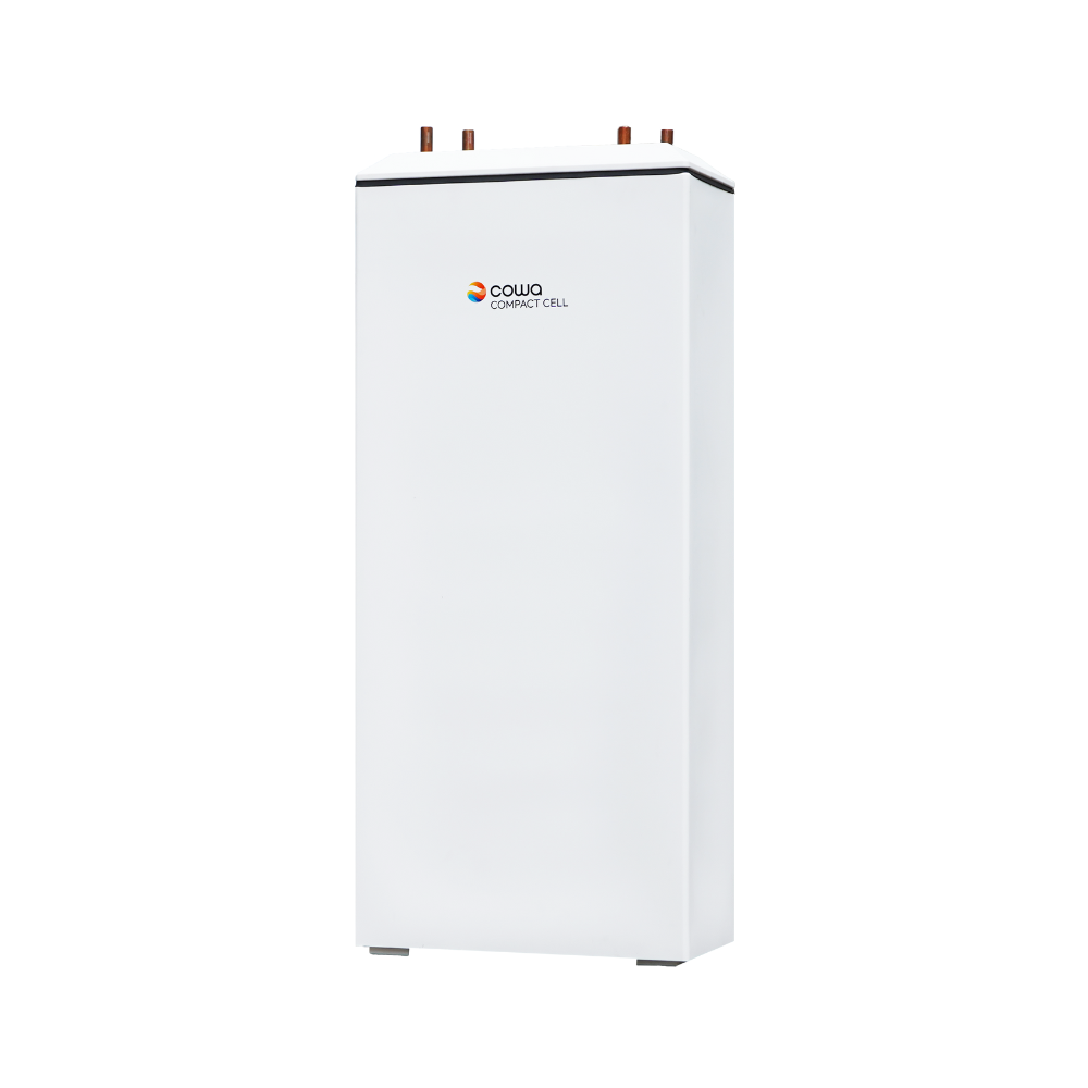 Cowa COMPACT Cell 48 thermische bufferopslag van 10 kWh met dubbele warmtewisselaar – compact energieopslagsysteem voor warmtepompen en hybride installaties