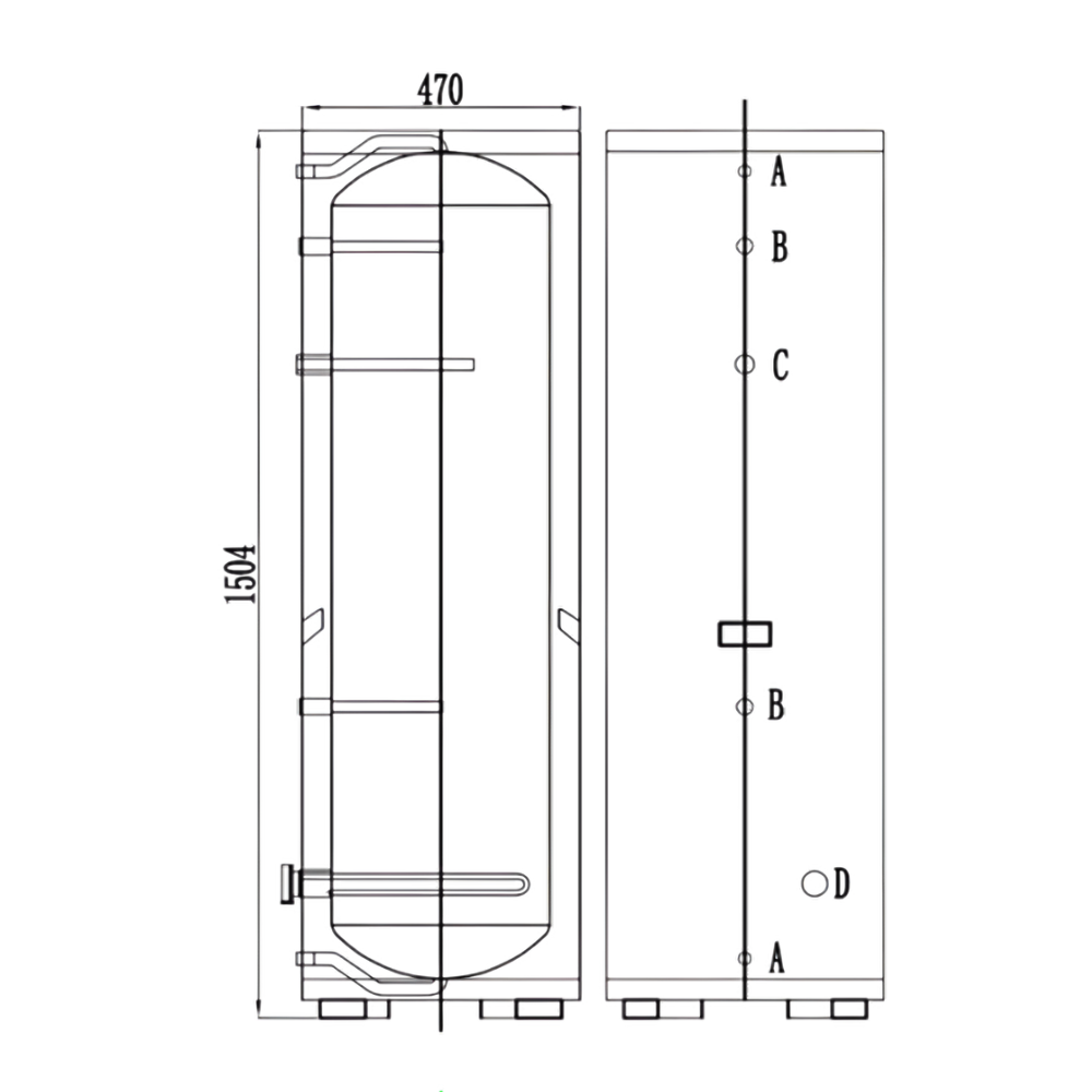 Technische specificaties van compacte zonnestroomboiler voor warm tapwater